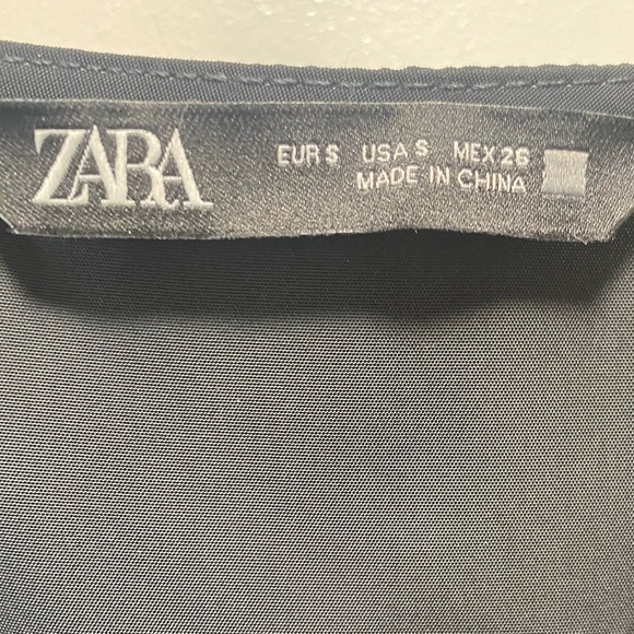 ZARA Black Mini Tie Front Ruffle Mini Dress - Picture 3 of 10